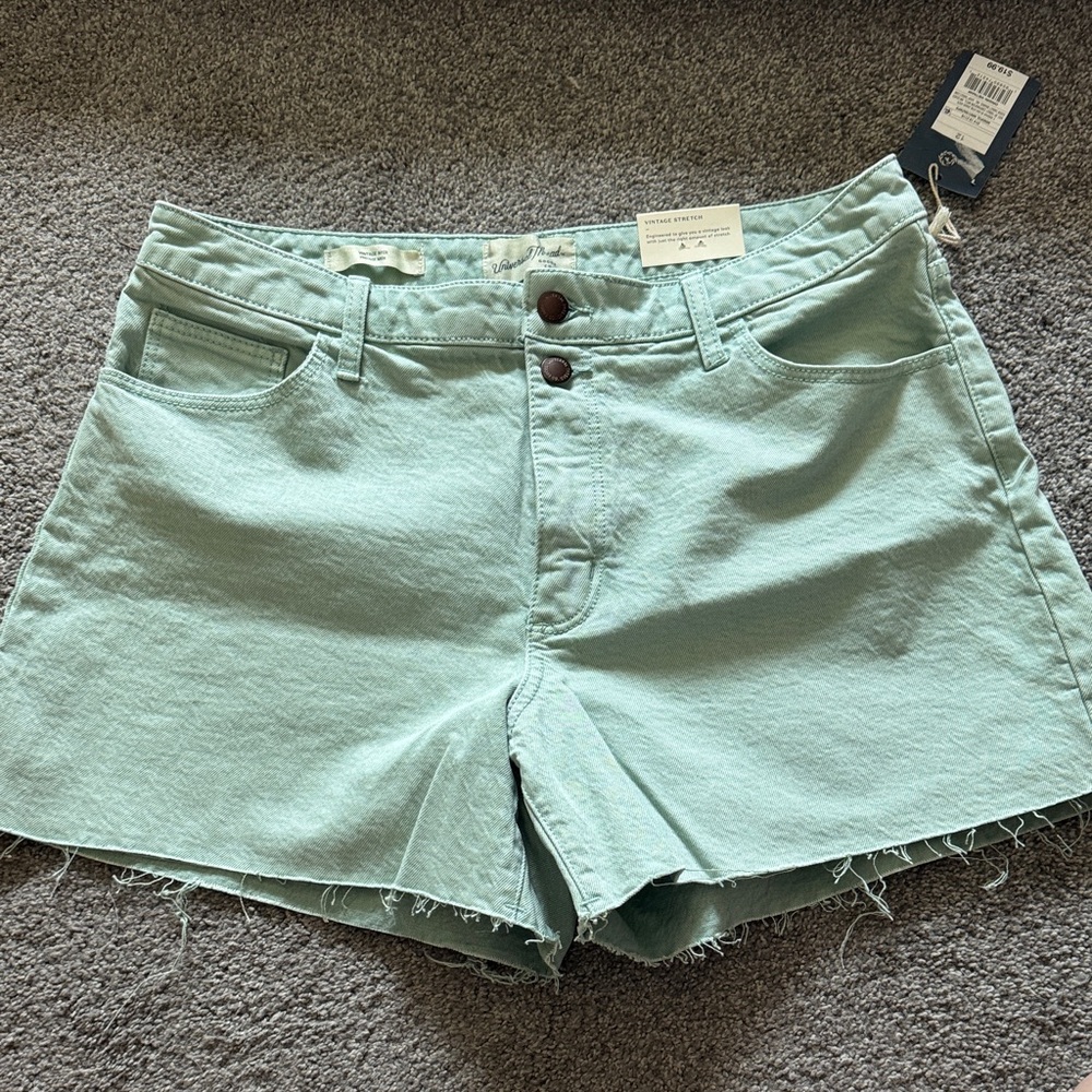Universal Thread Mint Green Denim Shorts with Raw Hem Vintage Midi